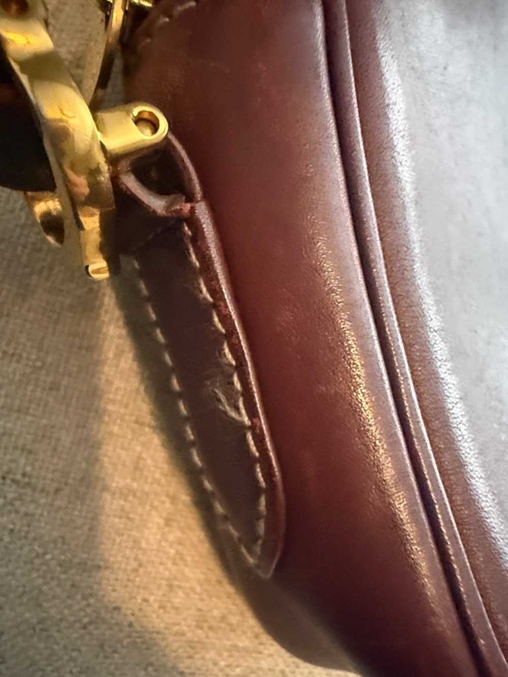 Cartier Brown Leather Crossbody Bag with Burgundy Dust Bag - Picture 12 of 14
